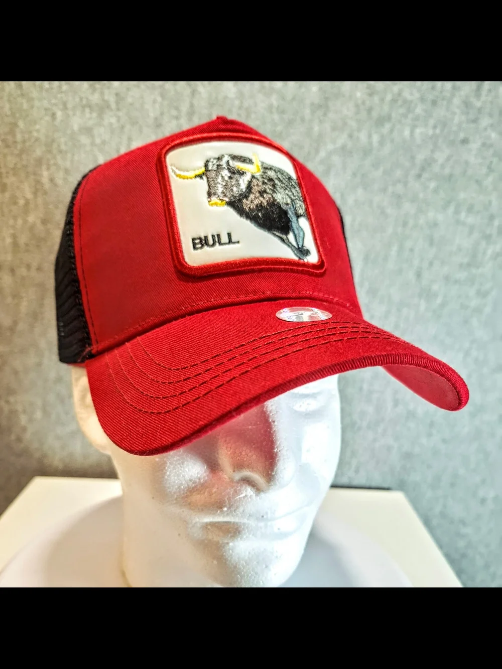 Red Raging Bull Embroidered Bull Patch Baseball Cap